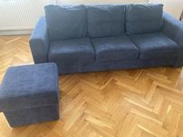 Kanapa 3 osobowa z weluru granatowa rozkladana