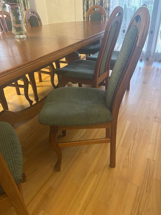Stół dębowy 110x300 i krzesła 12 sztuk, stan bardzo dobry