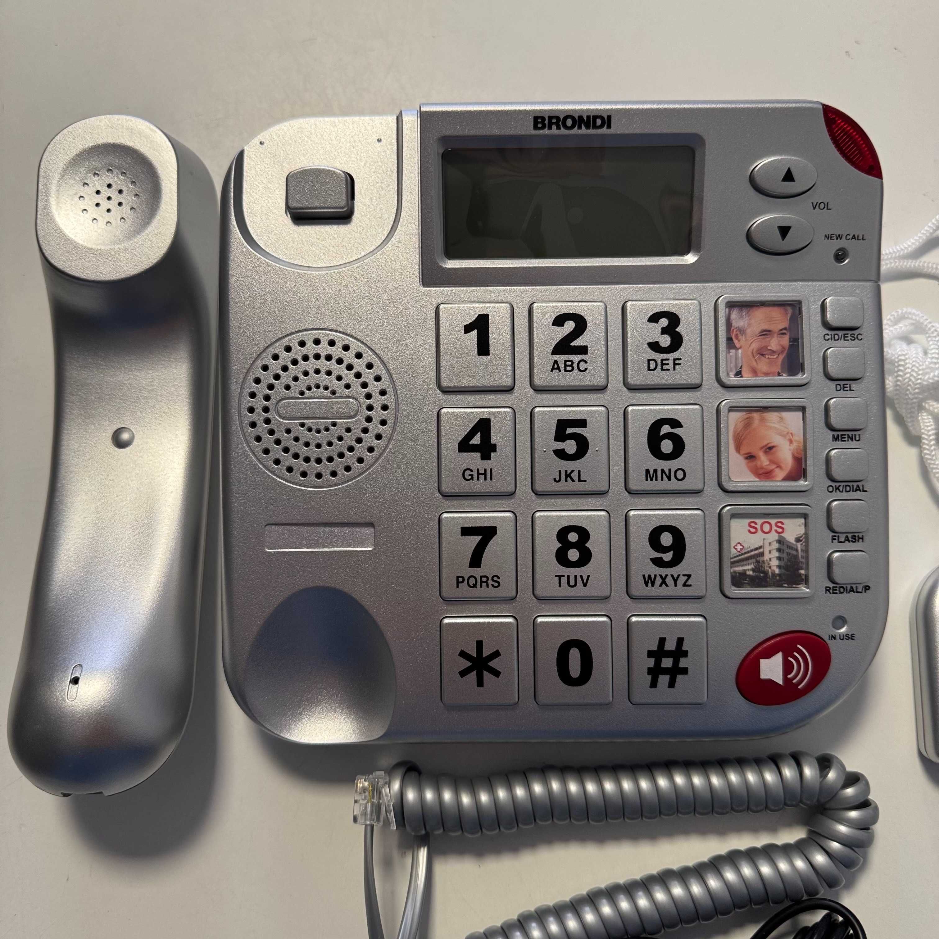 Brondi Super Bravo Plus, Telefon Stacjonarny, z Pilotem SOS, Srebrny