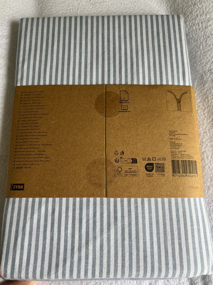 Komplet poscieli Jysk niebieska w paski nowa 140x200