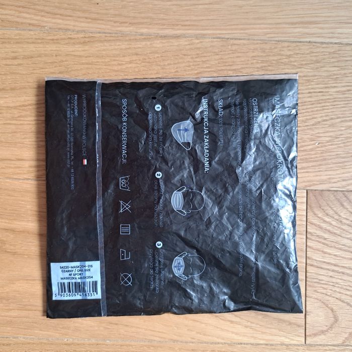 Maska dzianinowa z jonami srebra, maseczka, 4F, one size, czarna