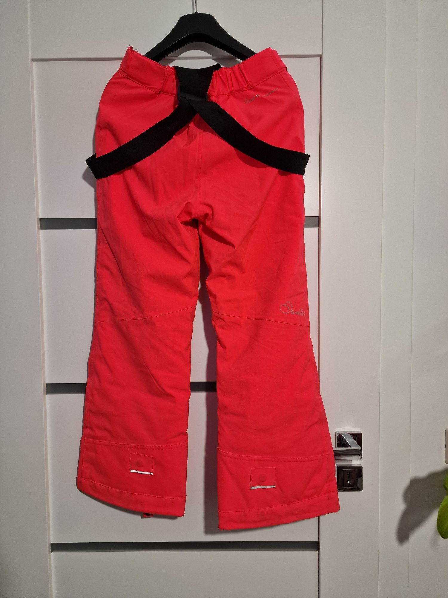 Spodnie narciarskie D2b na 152 cm * 11 - 12 lat neonowy róż