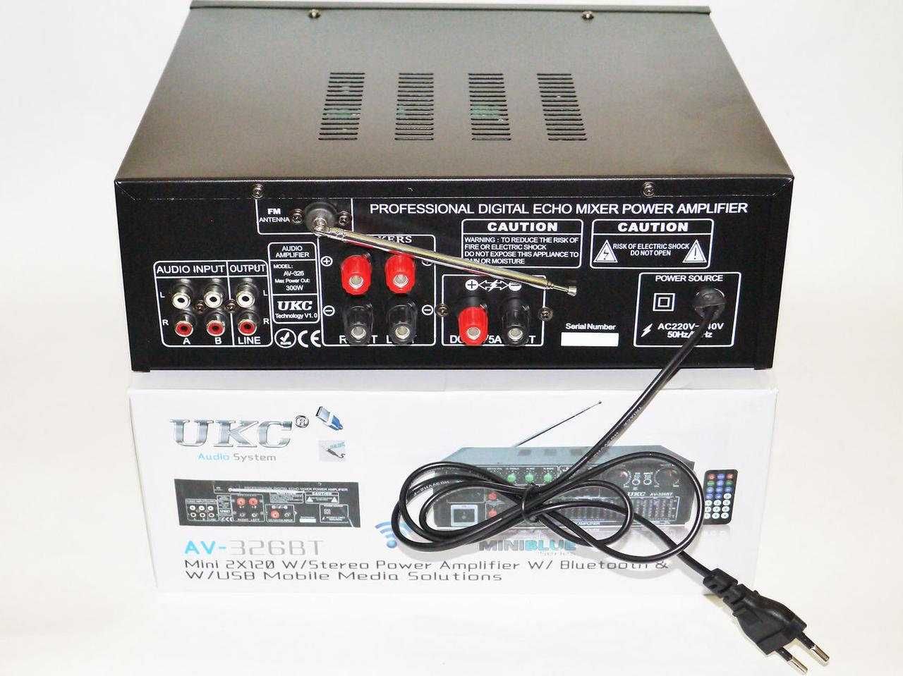 Мощный усилитель звука. UKC. Підсилювач. SD. AUX. FM. Мощность 2х150w