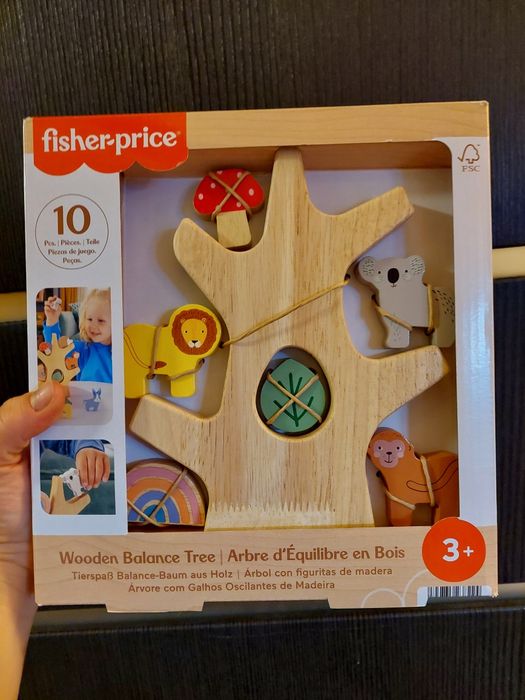 Drewniana zabawka drzewko balansujące Fisher Price Montessori lew