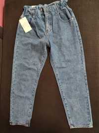 Spodnie jeansowe wysoki stan-gumka w pasie