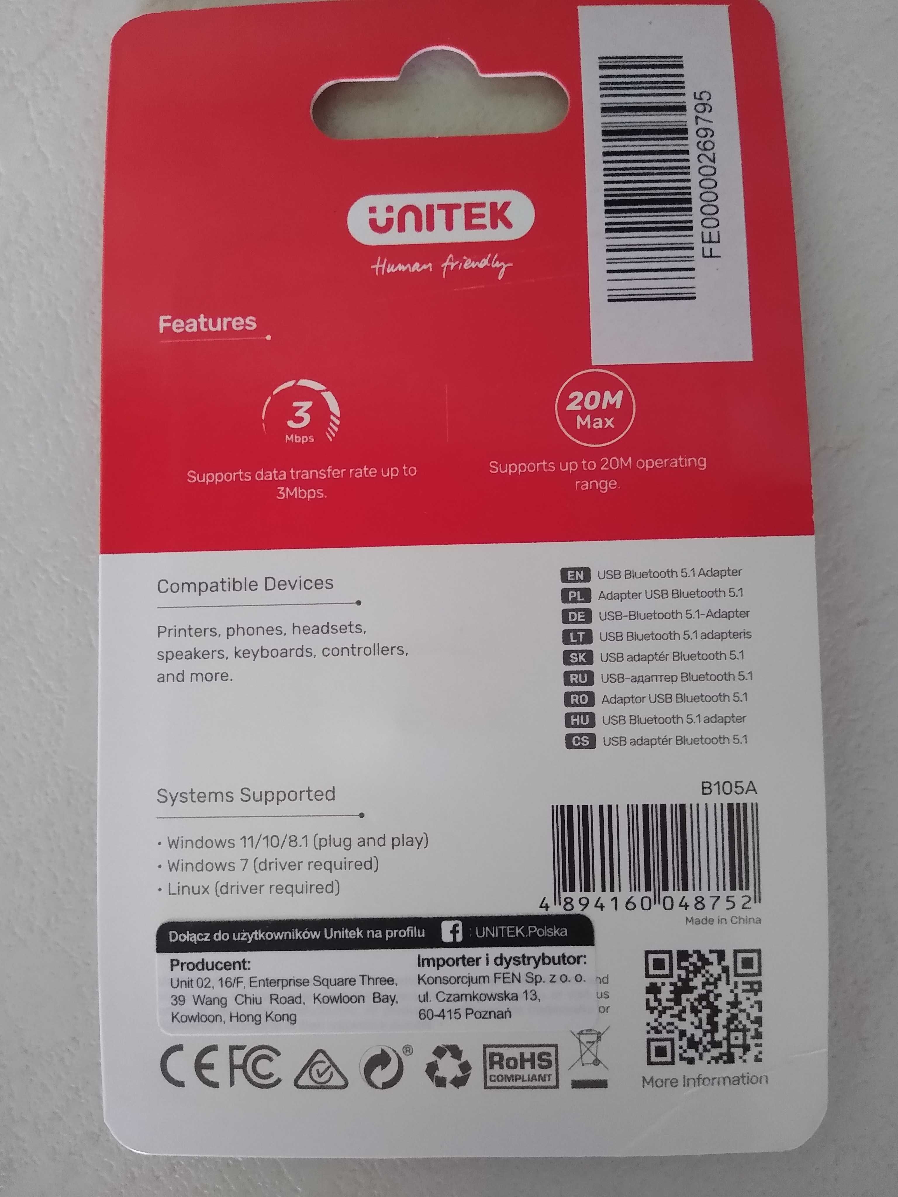 Unitek Adapter Bluetooth