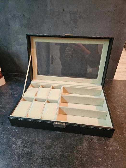 Kuferek szkatułka etui pudełko organizer na zegarki i okulary
