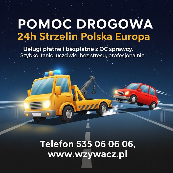 Pomoc drogowa Strzelin Polska Europa 24h LAWETA NAJTANIEJ! Bez stresu!