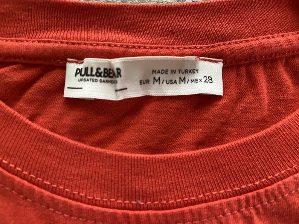 Pull&Bear j. Nowa pomarańczowa koszulka z nadrukiem New York top 38 M