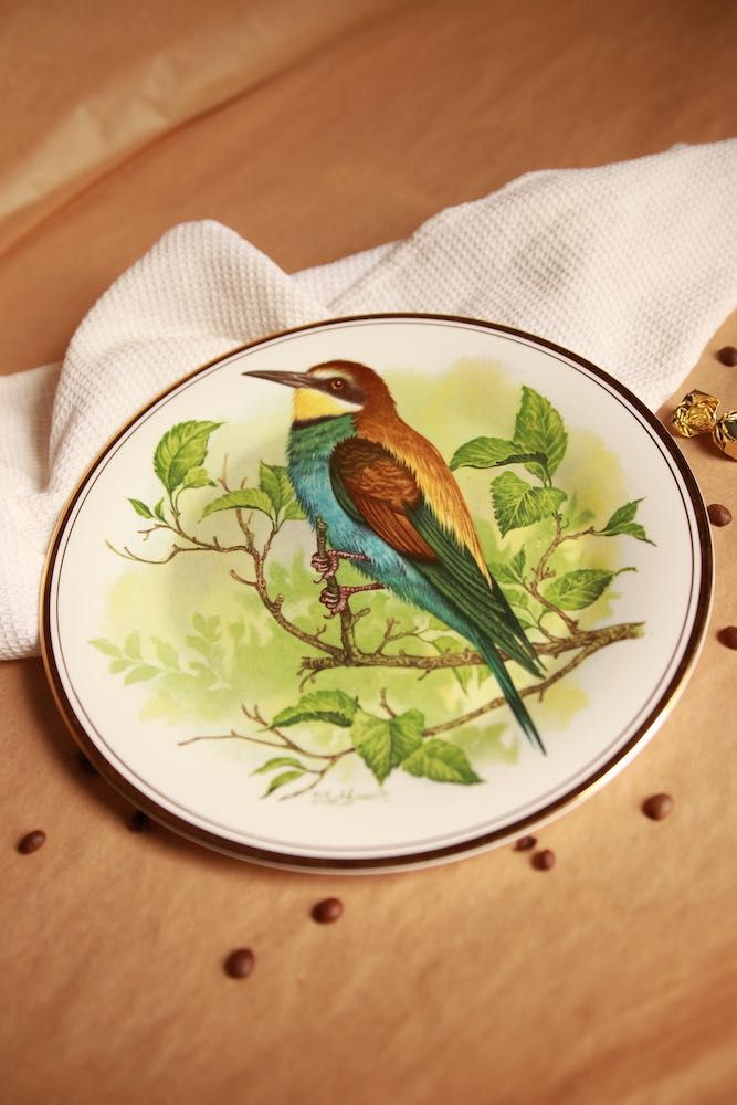 Talerz dekoracyjny Edwardian porcelana ptak