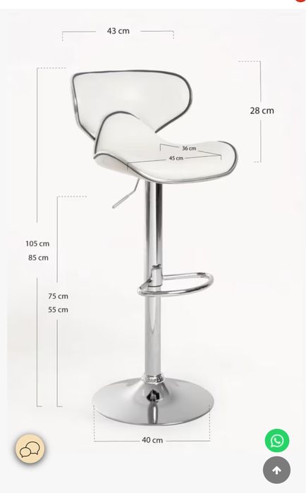 2 Bancos altos/bar hidráulicos - Branco - Novo (caixa)