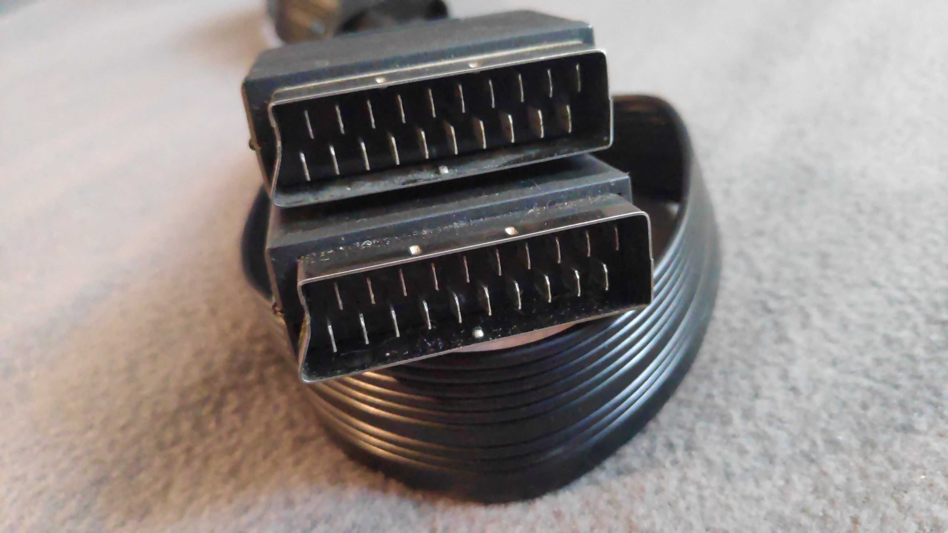 Kabel przewód EURO SCART 21 PIN 1,5 m - taśma płaski