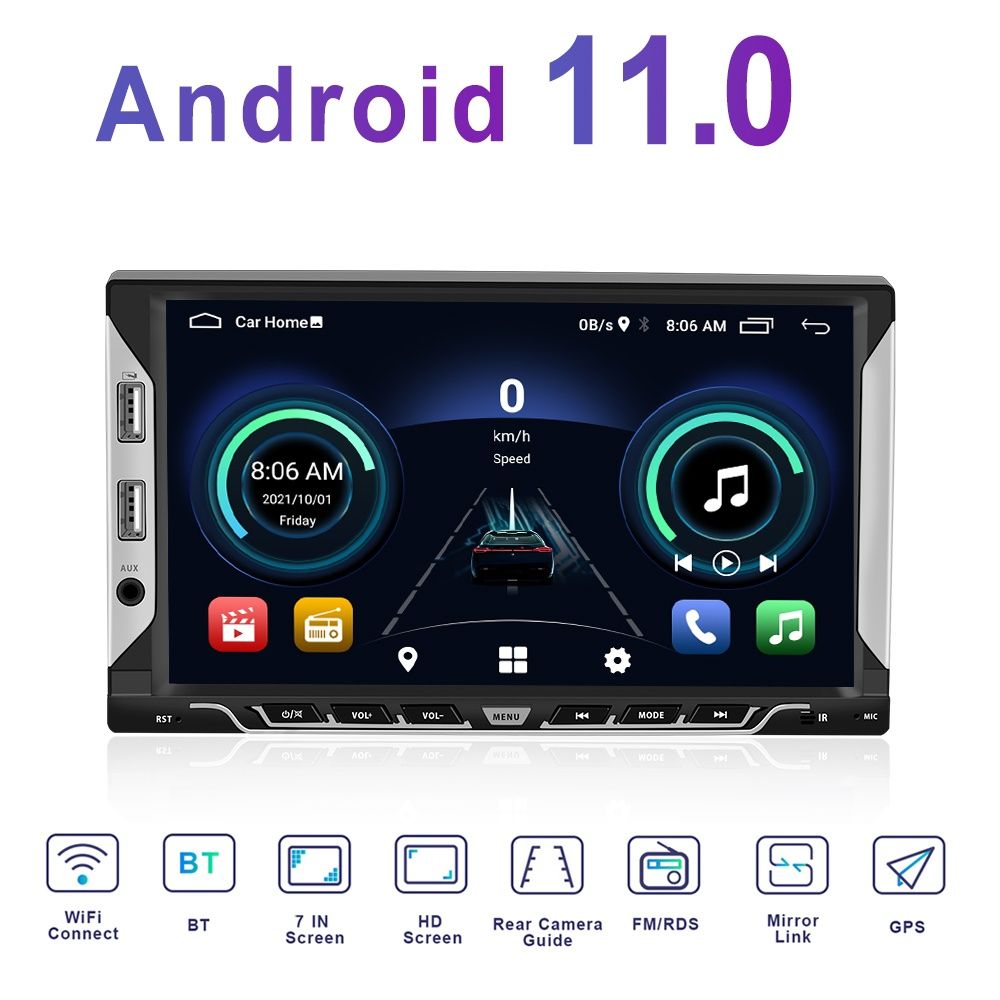 Rádio 2din android 11 GPS WiFi RDS 6 USB 7 polegadas NOVO