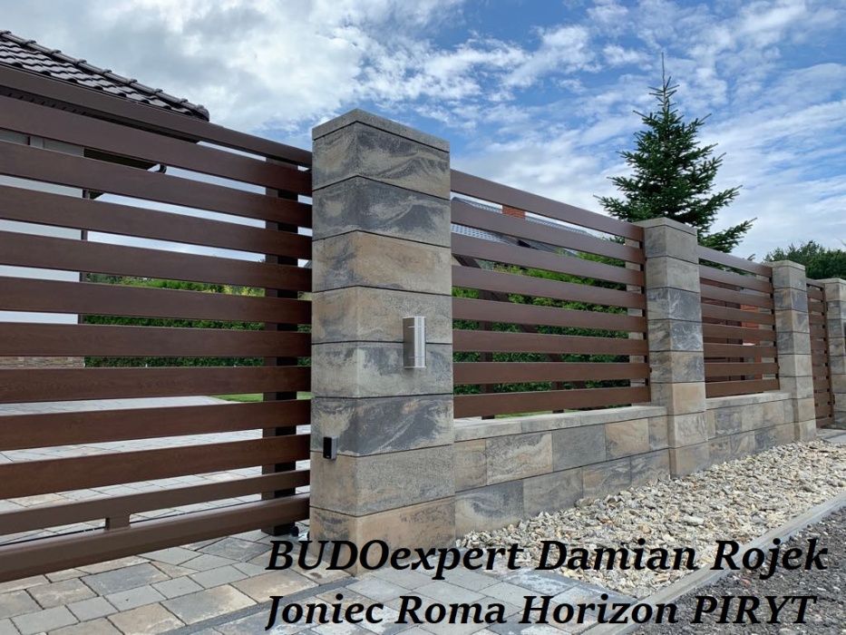 Ogrodzenie modułowe JONIEC ROMA HORIZON PIRYT bloczki daszki chemia