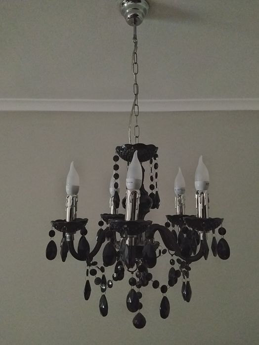 Żyrandol czarny glamour lampa wisząca kryształy