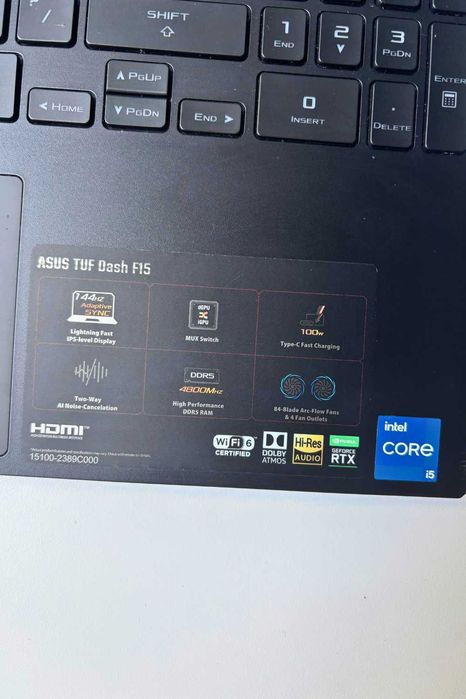 Ігровий ноутбук Asus TUF Dash F15 FX517Z / 24 Gb RAM/ 6 Gb GPU / 15.6"