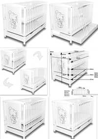 Łóżeczko dziecięce biała szuflada, barierka