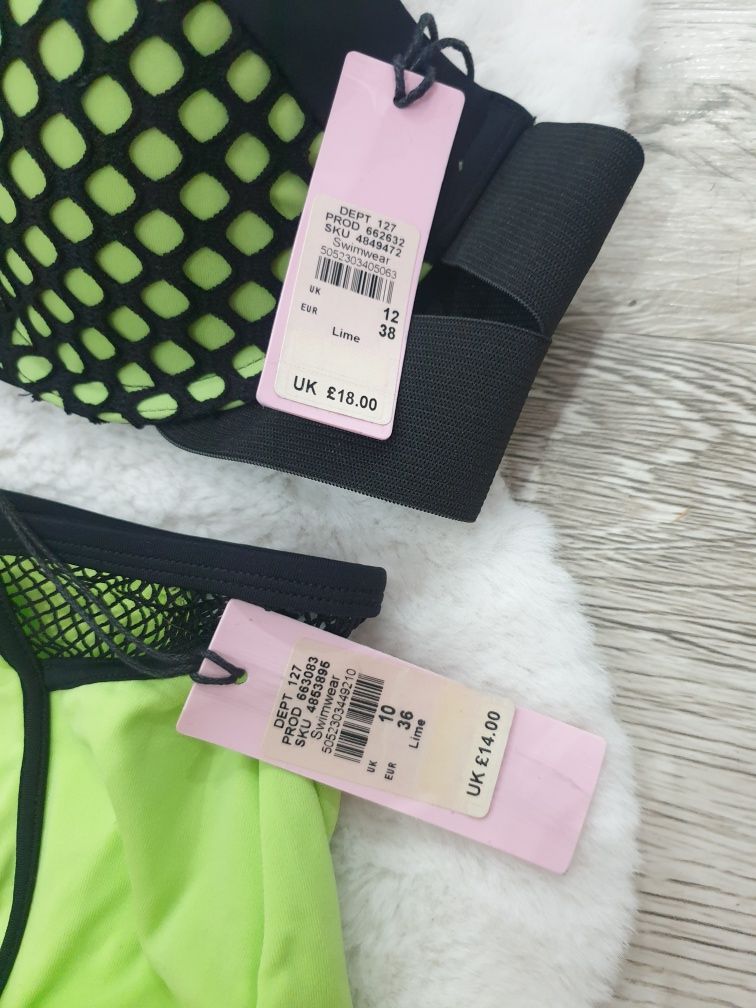 River Island bikini S M 36 38 limonka neon nowy kostium kąpielowy