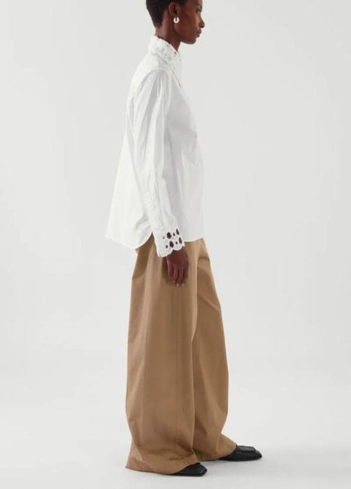 Біла сорочка із попліну з мереживом нова колекція cos