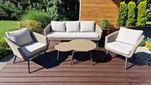 Zestaw mebli ogrodowych rattanowych 5-osobowy - sofa, krzesła, stoliki