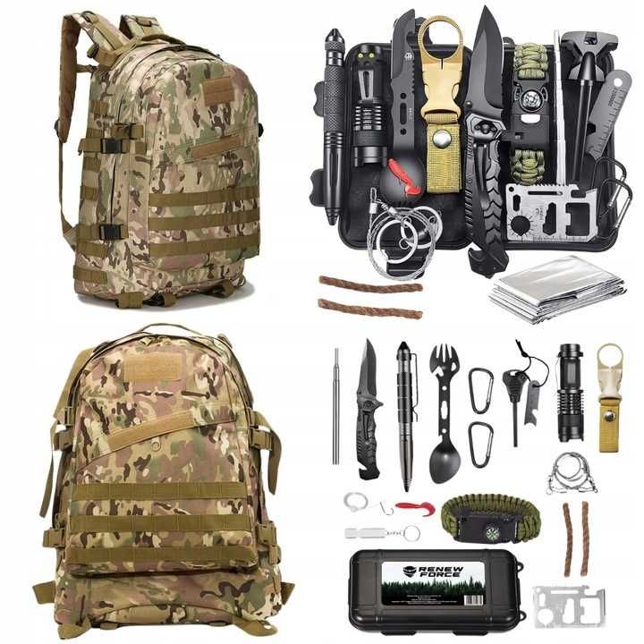 Duży wojskowy zestaw przetrwania survivalowy multitool 33w1