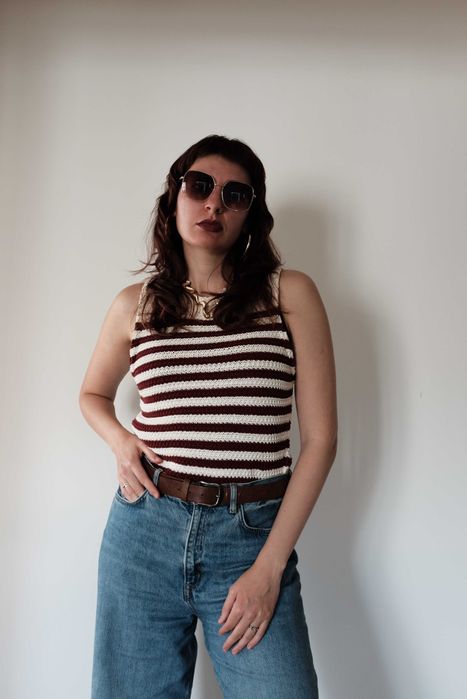 Top em Malha às Riscas da Zara Tamanho M–L (38–42)