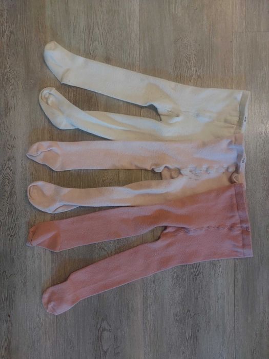 3-pak Rajstopki grubsze rozm. 68-74 cm C&A różowe/białe