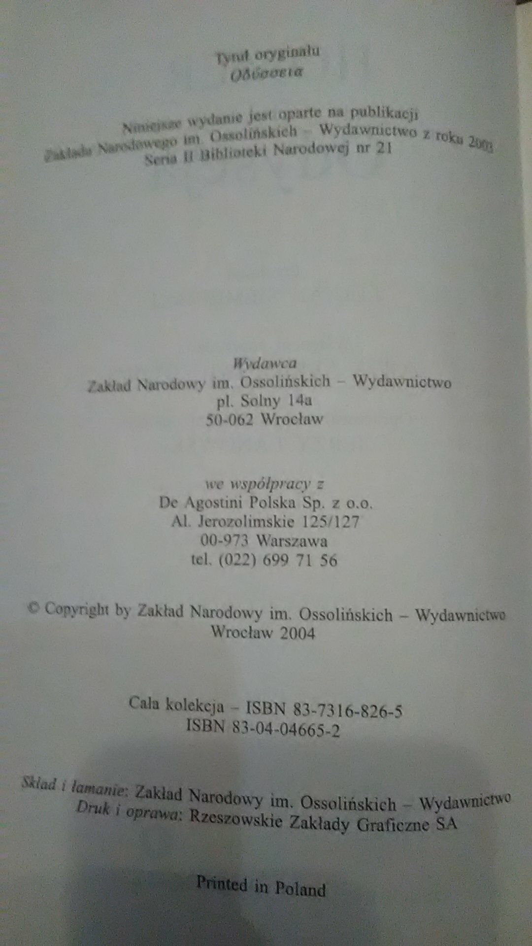 Homer Odyseja książka