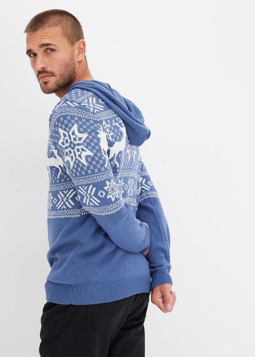 B.P.C sweter męski w norweski wzór z kapturem r.4XL