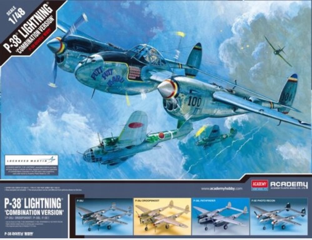 Academy 12282 model 1/48 samolot P-38 Lightning