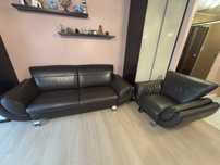 Kanapa z fotelem, Helvetia Furniture, skora natualna