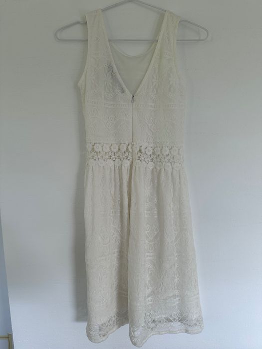 Kremowa/biała koronkowa sukienka rozm 8