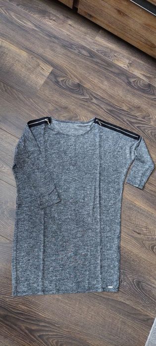 Sukienka krótka tunika szary melanż Mohito S nowa