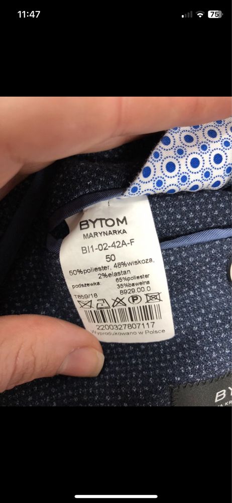 Elegancka Granatowa Marynarka Wzorzysta | Bytom | Rozmiar 50