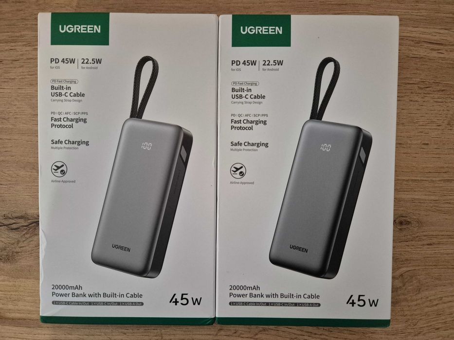 Павербанк UGREEN PB536 20000 mAh 45W 55988 з вбудованим кабелем USB C