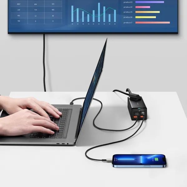 Мережевий зарядний пристрій Baseus GaN3 Pro PowerStrip 100W