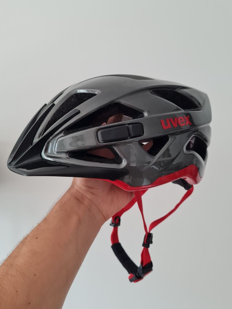 Kask rowerowy UVEX ACTIVE ANTHRACITE RED, rozmiar 56–60 cm
