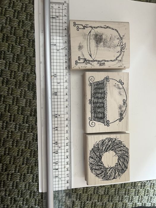 Zestaw 3 stempli na drewnianym bloczku