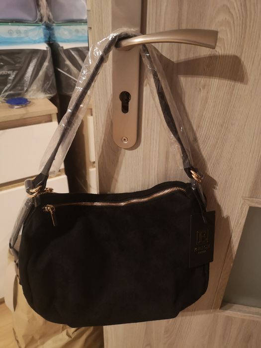 Czarna zamszowa  torebka