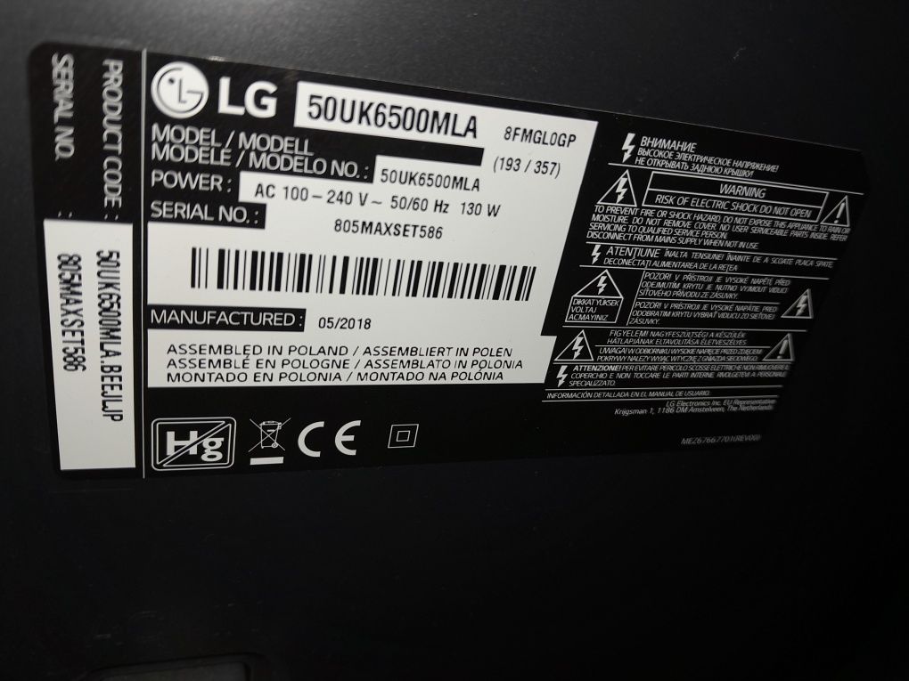 Телевізор LG 50UK6500MLA на запчастини