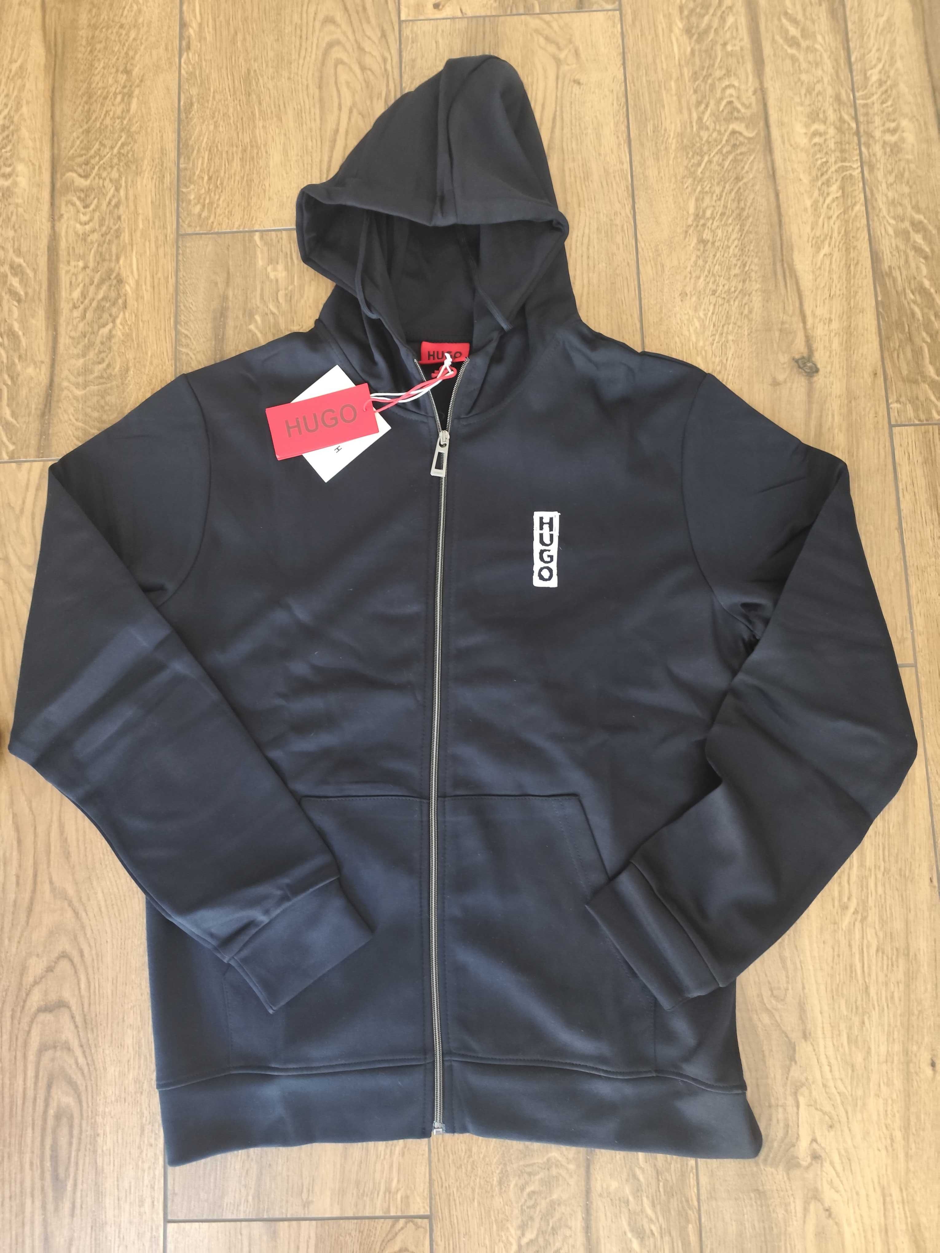 Nowe męskie dresy kompletne Hugo Boss granat bluza kaptur spodnie M/L