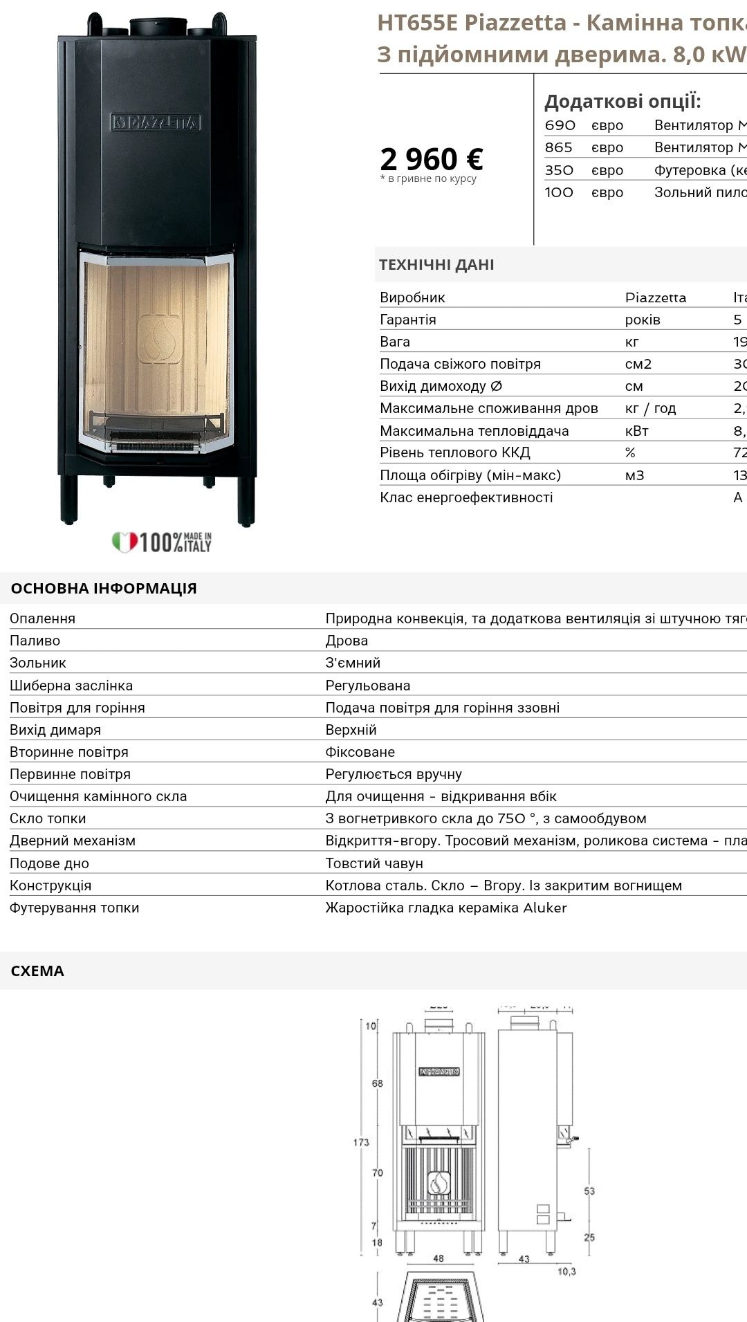 Камін Piazzetta HT655E