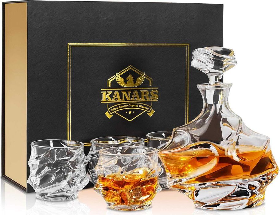 Zestaw do whisky KANARS – karafka i 4 szklanki z kryształu
