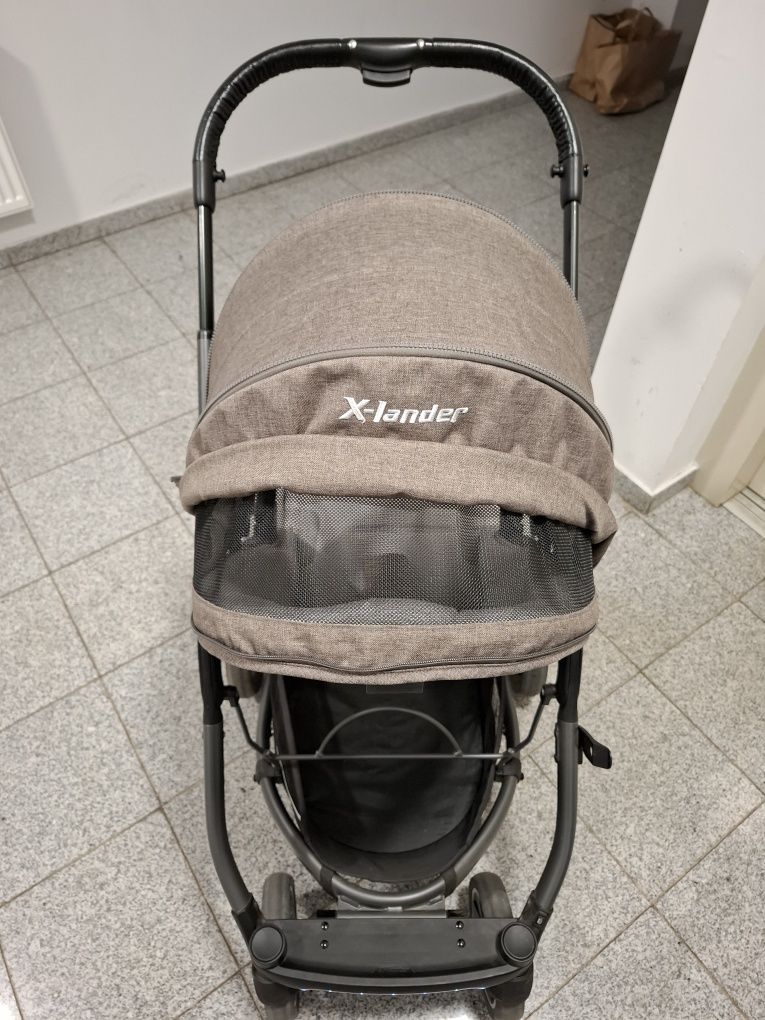 Wózek x-lander 2w1 brąz stan bardzo dobry gondola spacerówka