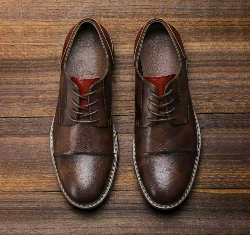 Półbuty męskie derby oxfordki martensy brązowe eleganckie casual