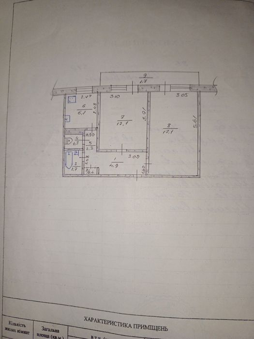 2х  кімнатна квартира.