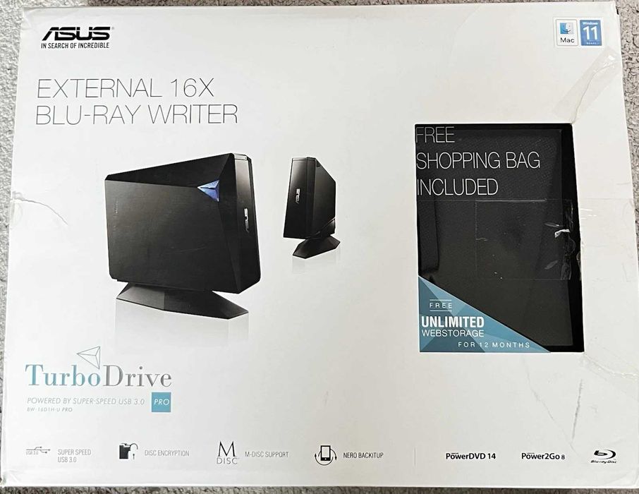 Внешний дисковый привод Asus Blu-Ray Turbodrive Bw-16D1x-U