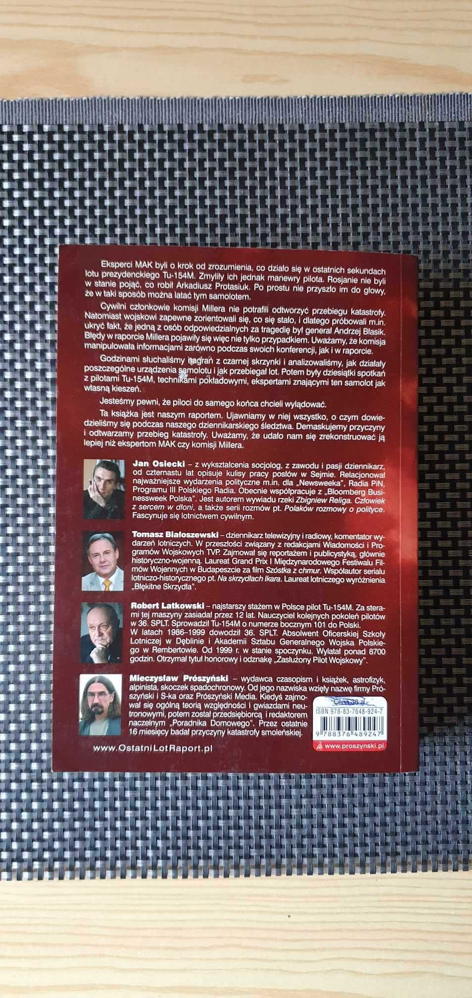 Książka "Ostatni lot- raport o przyczynach katastrofy" Jan Osiecki
