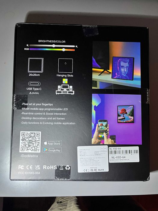 Painel LED Pixel Art 64x64 RGB – Smart Display Bluetooth com APP