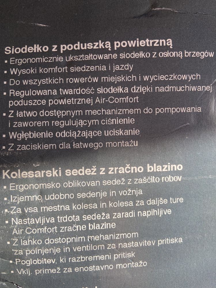 Siodełko rowerowe z poduszka powietrzna nowe